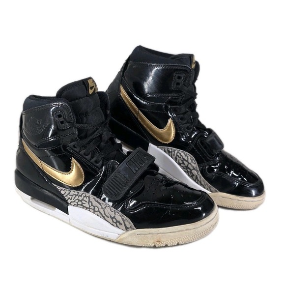 Jordan Other - Jordan Legacy 312 Sneakers Mens 8 Black Gold Patent Leather AV3922-007 Hi Top